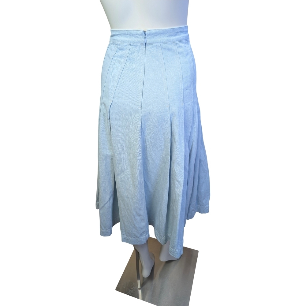Babaton Light Wash Denim Pleated Midi Skirt | Aritzia | Size 10 - Picture 8 of 11
